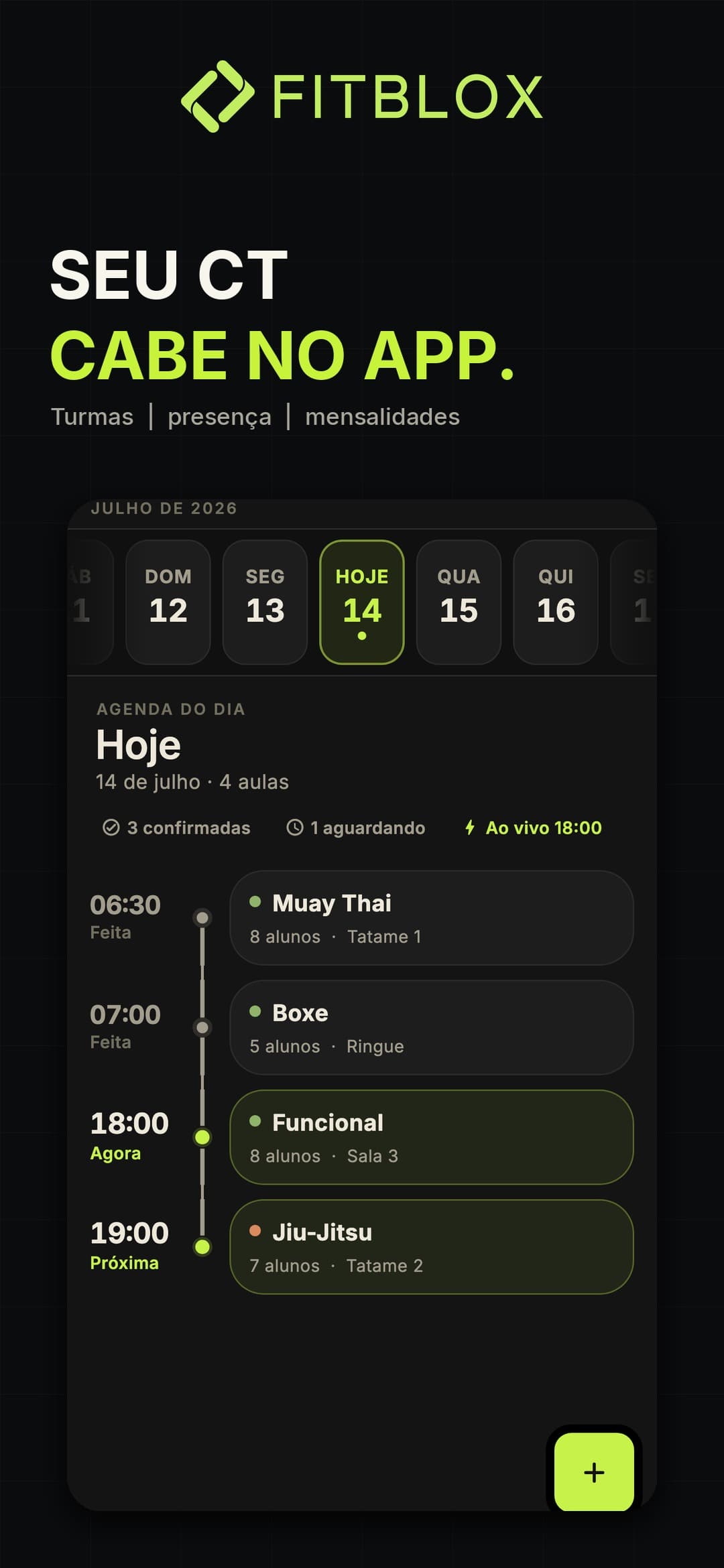 Demonstração do app Fitblox no celular